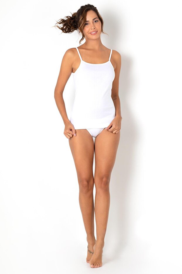 Pamuklu Ince Askılı Bayan Atlet - 6