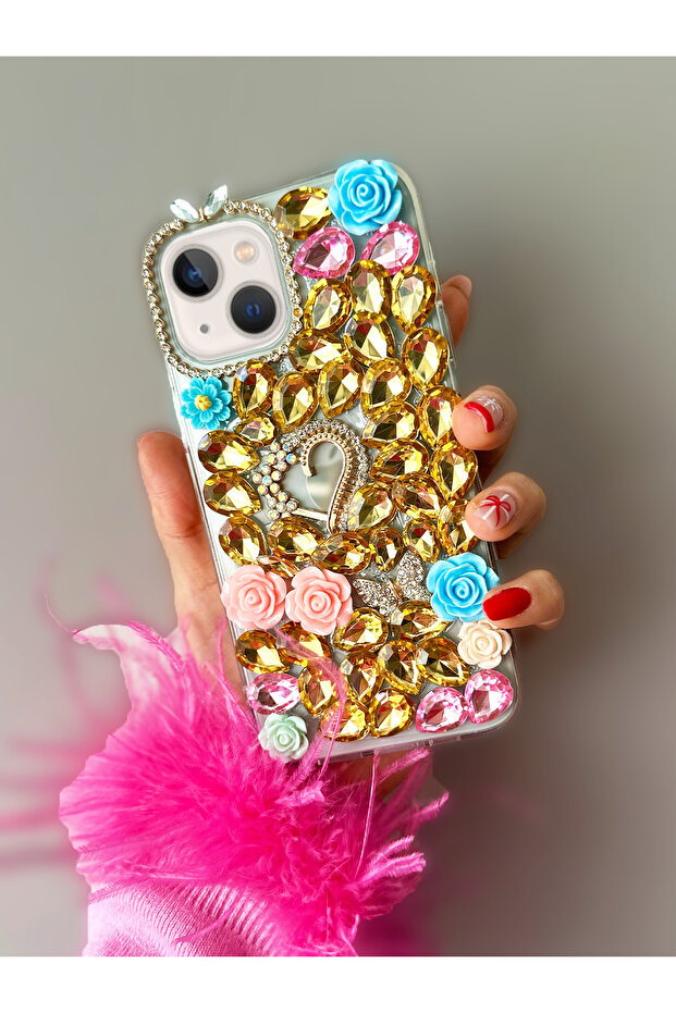Ultra Premium Case with Mirror and Roses Gold Stone Slab Compatible with iPhone 13 14 and 15 (3 Models) - 1
