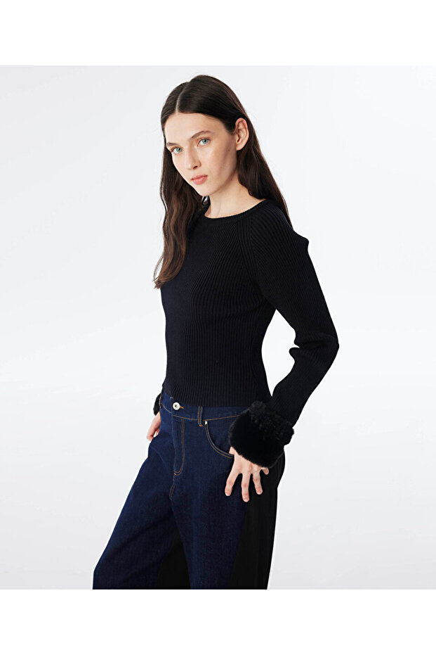 PELÜŞ GARNİLİ CUTOUT TRİKO - 5