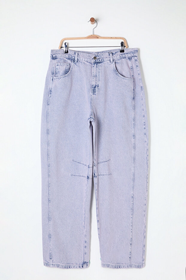 Açık Mavi-Pembe Yüksek Bel Bagyy Fit Büyük Beden Jeans TBBSS25CJ00000 - 7