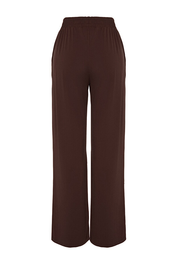 Kahverengi Wide Leg/Rahat Kesim Yüksek Bel Esnek Pantolon TWOSS23PL00129 - 7