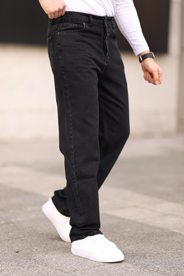 Siyah Smoke Erkek Baggy Fit Jeans Kot Pantolon TMNAW24JE00027 - 1