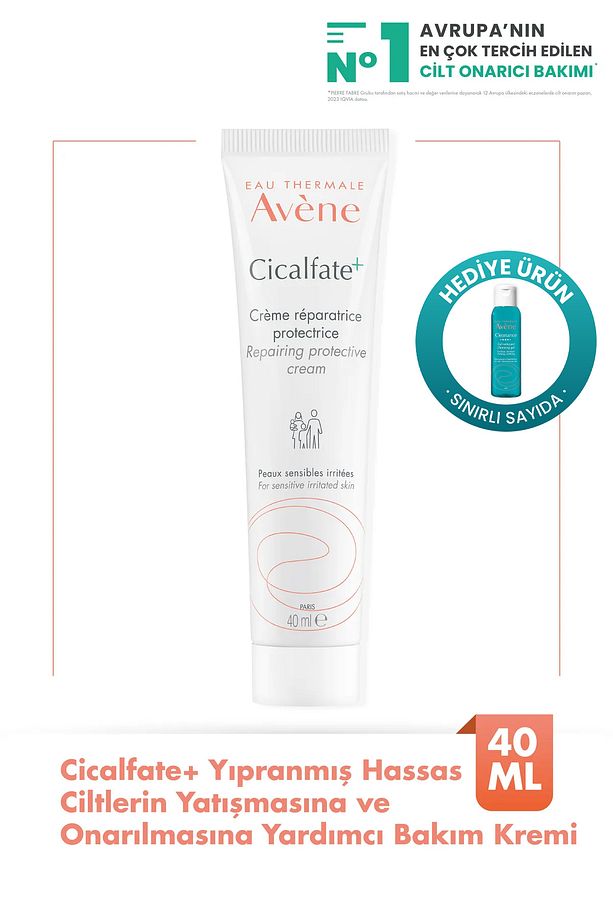 Cicalfate+ Yıpranmış ve Hassas Ciltler için Bakım Kremi 40ml X Cleanance Yüz Temizleme Jeli 25ml - 1