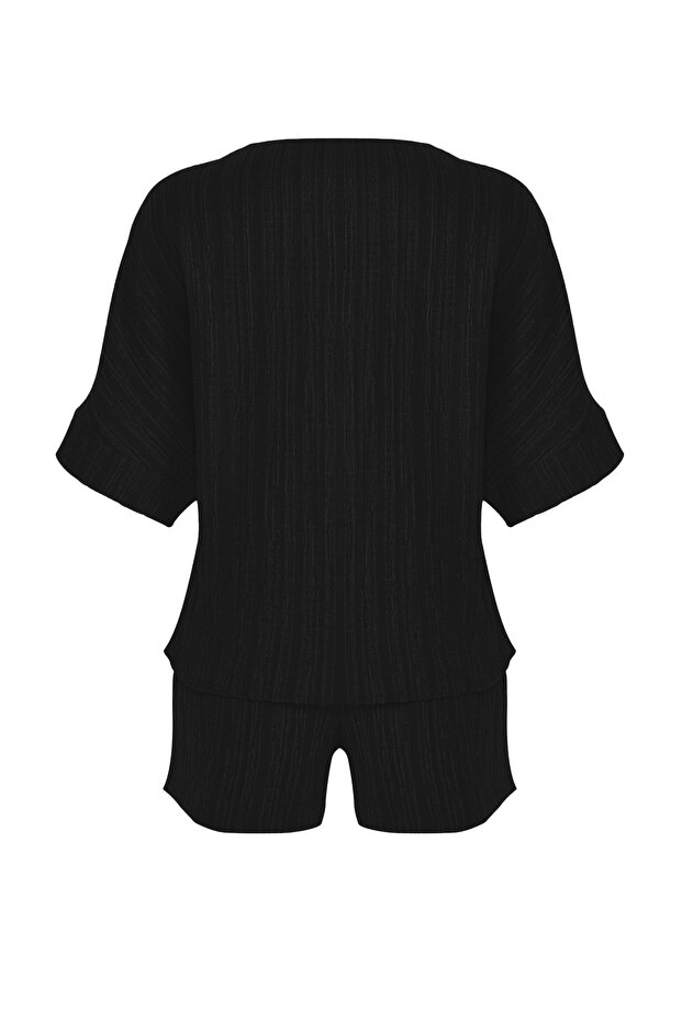 Schwarz*001 Einfarbig gewebtes 99 % Polyester, 1 % Elastan - 9