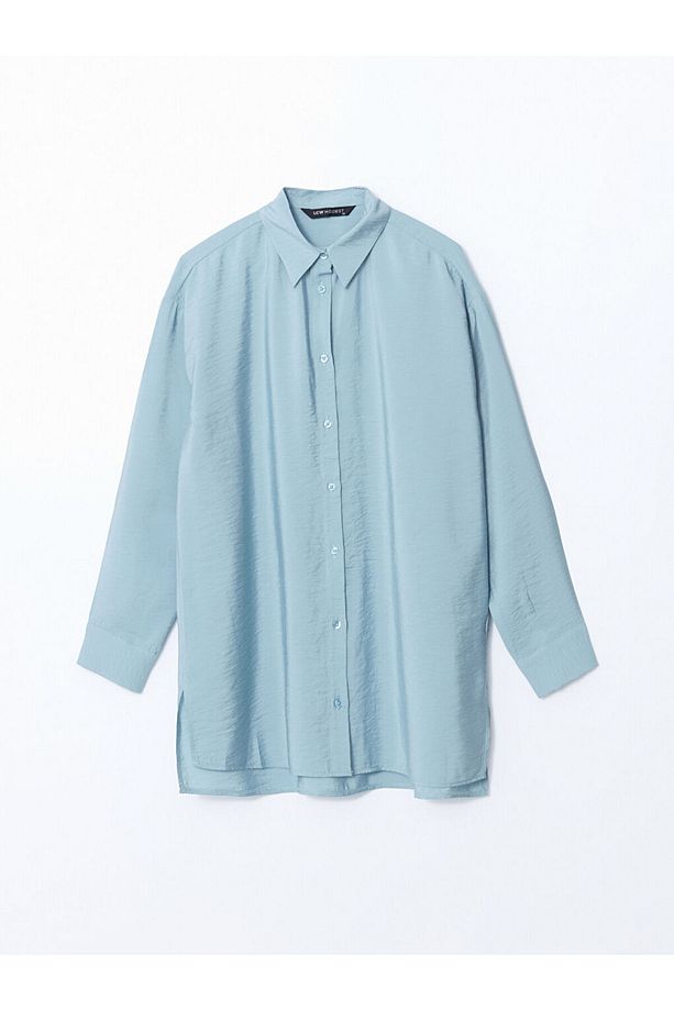 LCW Modest Mavi Oversize Kadın Gömlek Tunik - 5