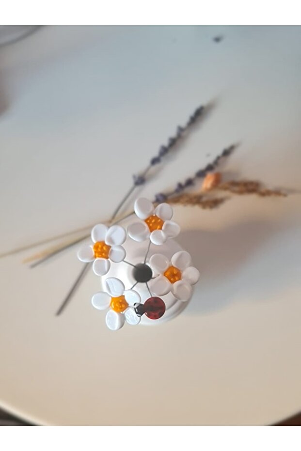 VAZODA EL YAPIMI DEKORATİF MURANO CAM PAPATYA ÇİÇEKLER SOLMAYAN ÖZEL HEDİYE - 3