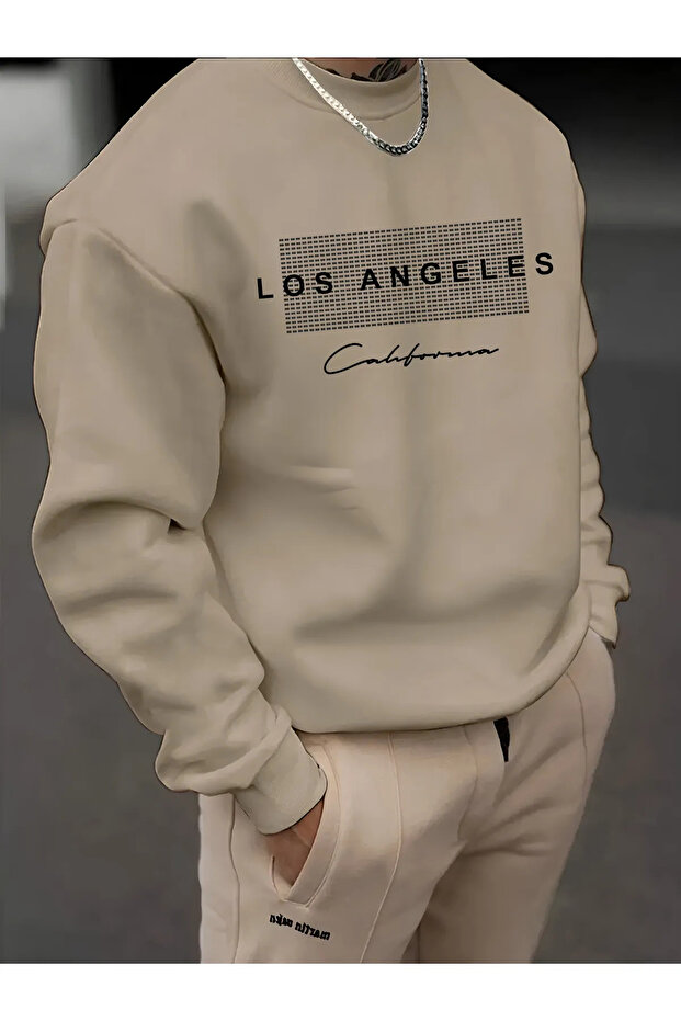 Unisex Los Angeles Printed Oversize Crew Neck Sweatshirt