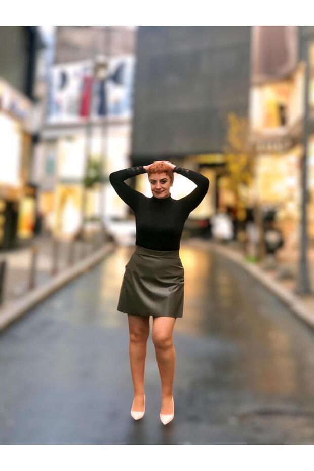 Deri mini şortlu etek - 5