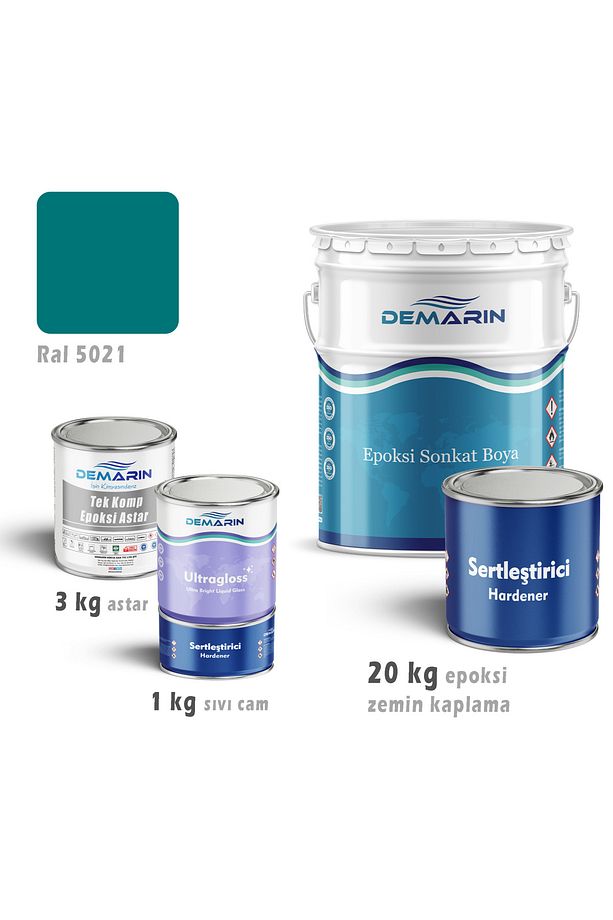 Epoksi zemin kaplama set (20 kg epoksi + 3 kg astar + 1 kg sıvı cam) - 1