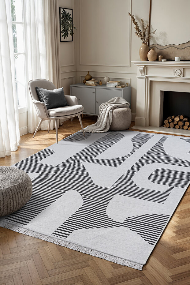 Bohemian Touch Series Double Sided Woven Cotton Rug 2108 Black
