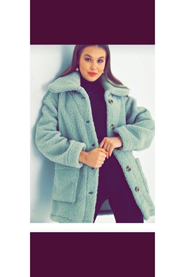 Welsoft düğmeli peluş ceket - 1