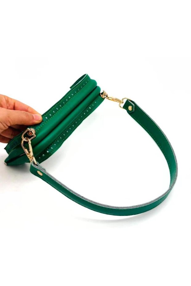 Green Faux Leather 20 cm Hidden Bag - Angel Accessory with Burs Leather Handles