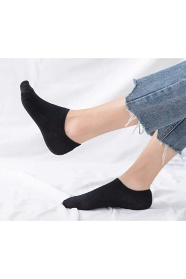 Unisex Economic Pack of 10 Black Booties Socks