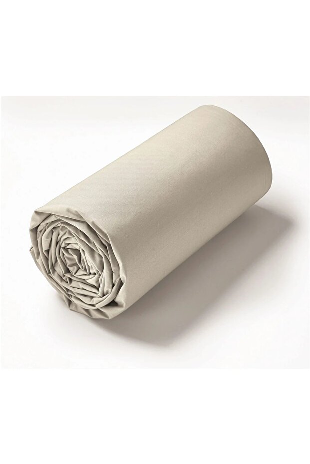Makiteks 100% Cotton Beige 160X200+2*(50X70) Double Fitted Sheet and Pillowcase Set