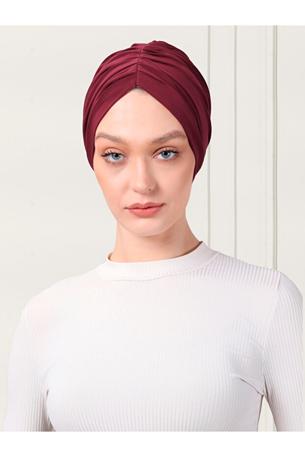 وشاح مزدوج الجوانب للحجاب العملي باللون العنابي