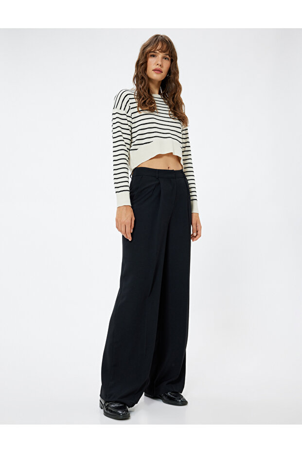 Crew Neck Sweatshirt Long Sleeve Viscose Fabric Blended