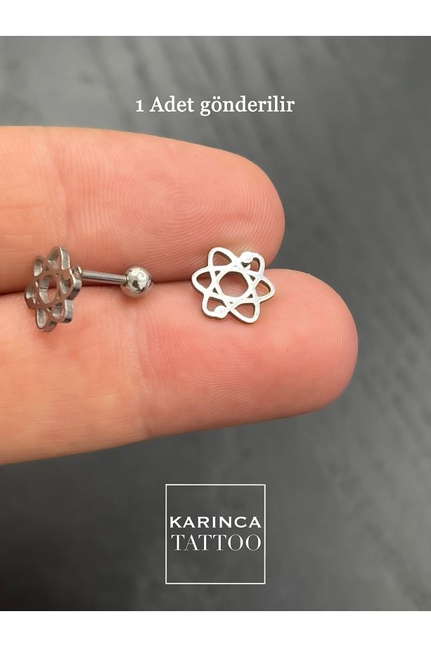 Atom Çekirdeği Kimya Flat Conch Forward Helix Kulak Tragus Piercing Küpe - 2