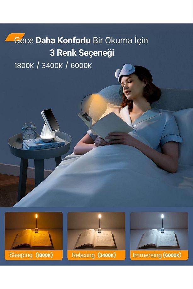Şarjlı LED Masa, Kitap Lambası Çalışma, Okuma, Tamirci Ergonomik Esnek Şarjlı Type C - 4