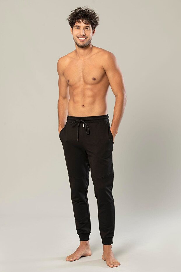Black Men's 2 Thread Sweatpants with Elastic Cuffs 227