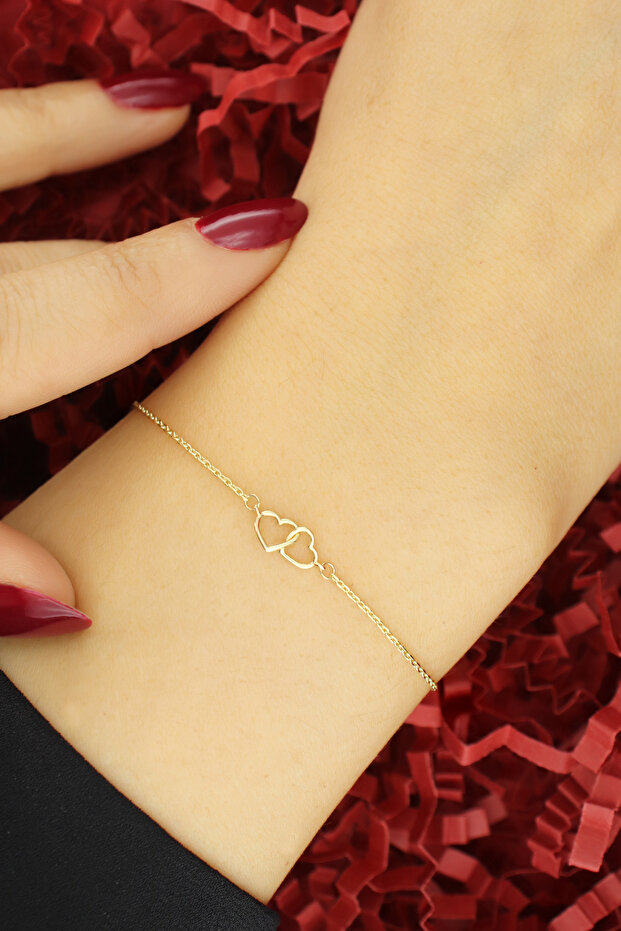 İkili Kalp Altın Takı Seti - 7