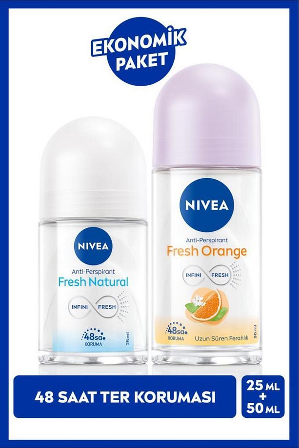 Kadın Roll-on Deodorant Fresh Orange 50ml Ve Mini Roll-on Fresh Natural 25ml, 48 Saat Koruma - 1