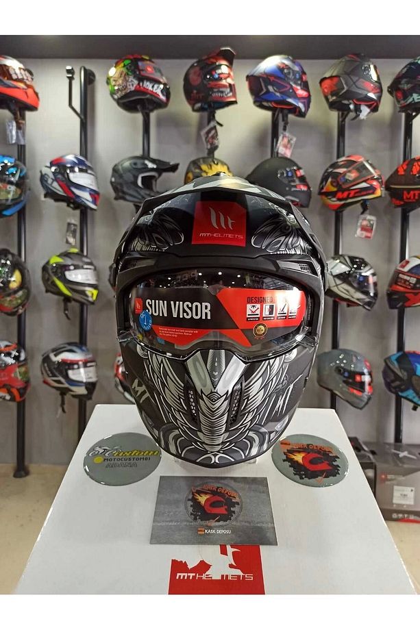 Helmets Street Fighter Hellish B2 Mat Gri Modüler Çene Kask - 3