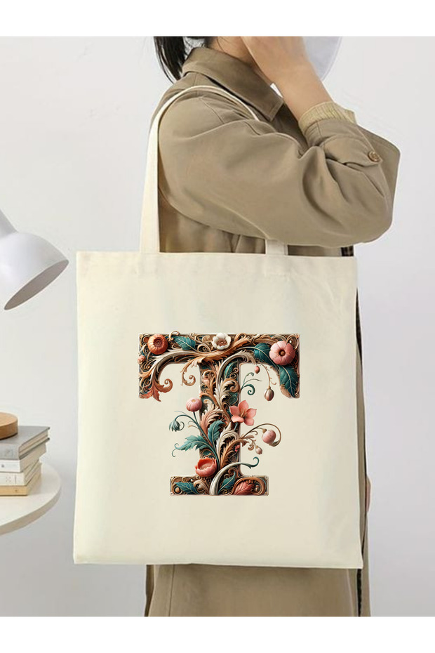 Letter Design Letter t Bag, Y2 Pinterest Retro Unisex Cloth Bag Tote Bag, Shopper Bag