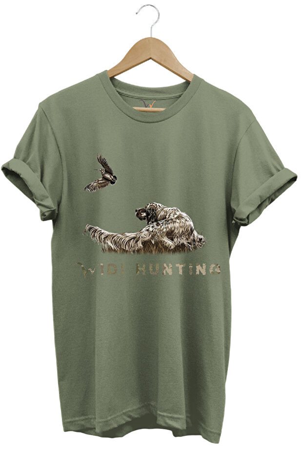 Hunting Widi Hunting Cullery Zippered English Setter Design Printed 100% Cotton Regular Fit T-Shirt