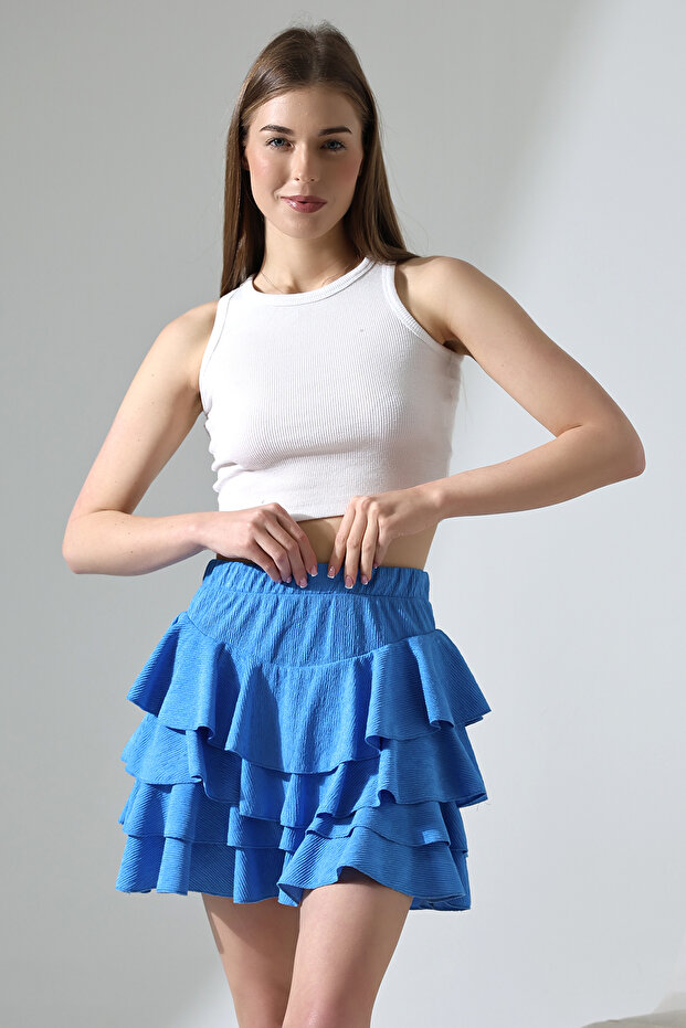 Women's Mykonos Ruffled Blue Skirt