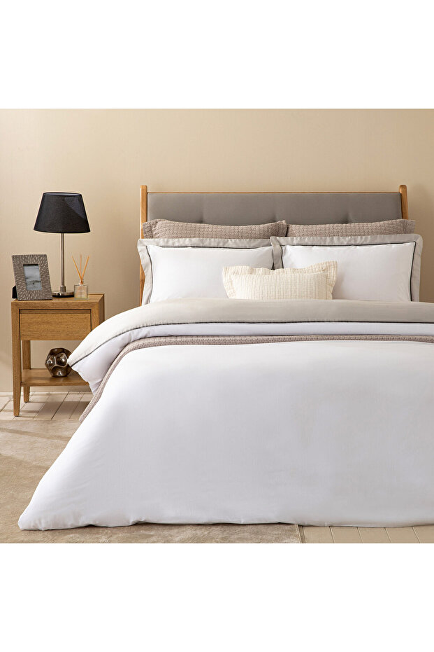 Alberta 100% Cotton King Size Duvet Cover Set 230X220 cm White/Cold Gray