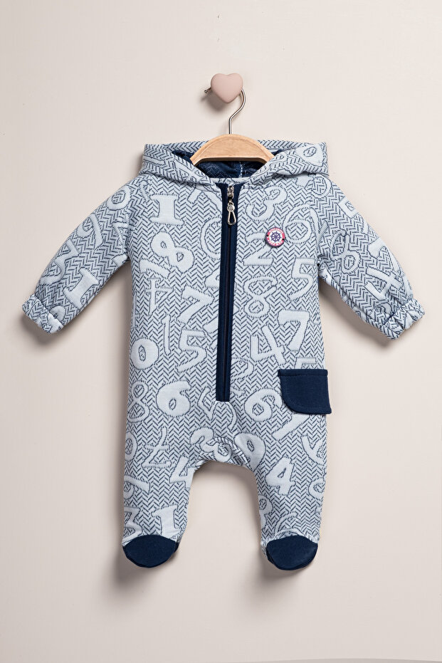 Hooded Number Printed Jumpsuit