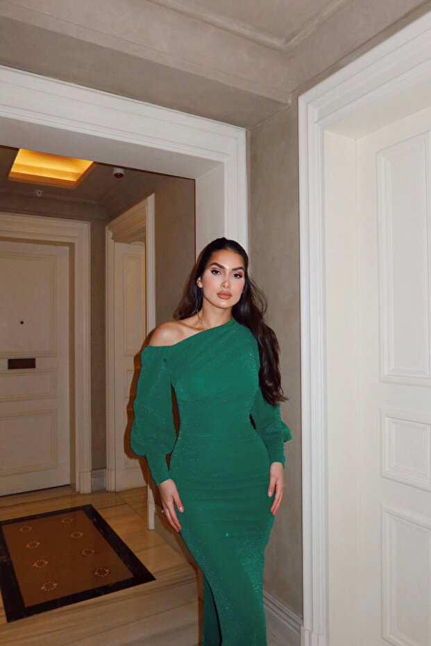 Nova Simli Kumaş Tek Kol Abiye 583049 - 4