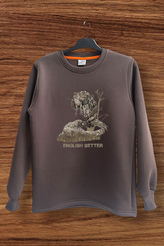 سويت شيرت شتوي مطبوع برقبة دائرية من Hunter Hunting Tree Setter Grout Design