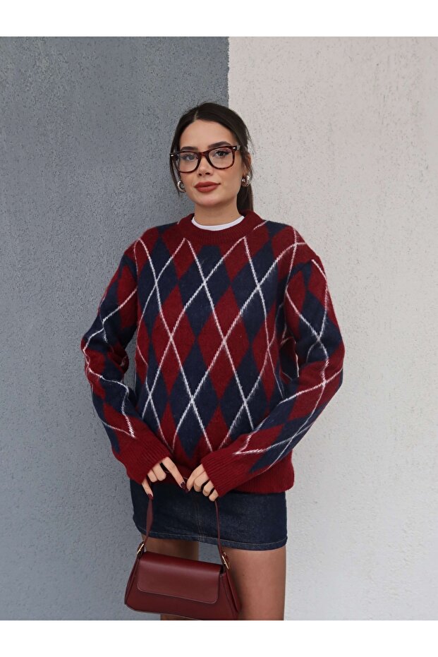 Rectangular Pattern Sweater - 1