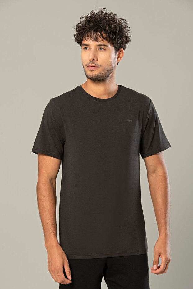 تي شيرت رجالي من أنثراسايت موديل أوفر سايز بيزك تي شيرت 239 - 1