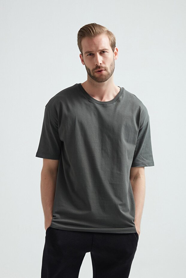 Weweus Khaki Oversize Men's T-Shirt 1023