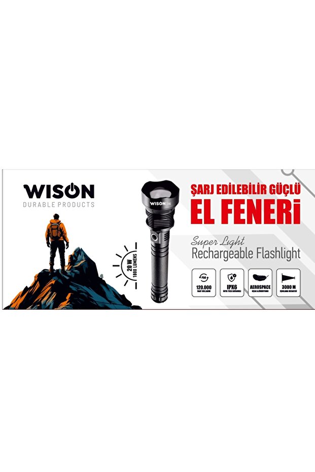 Ws-5412 Profesyonel Şarj Edilebilir Güçlü El Feneri - 2