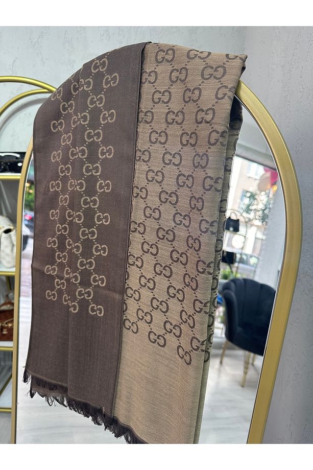Premium Kalite Çift Taraflı Desenli Yün İpek Şal - 1