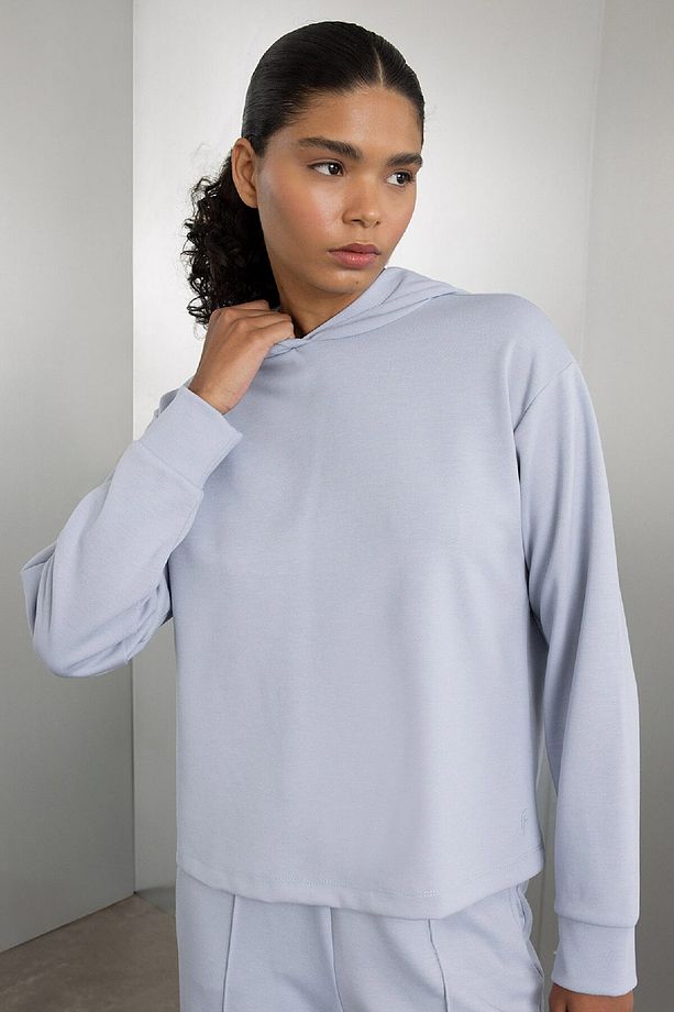 Fit Standart Fit Kapüşonlu Skuba Dalgıç Kumaş Sporcu Basic Düz Sweatshirt A5626ax24au - 1