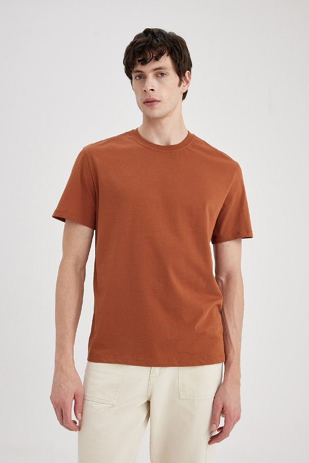 %100 Pamuk New Regular Fit Bisiklet Yaka Basic Düz Kısa Kollu Tişört V7699az24sp - 4