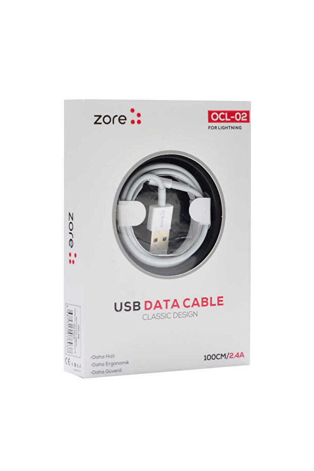 White Ocl-02 Lightning USB Cable-Zore