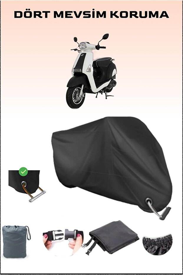Lock Compatible Motorcycle Tarpaulin for Black Mondial 50 Revival,, Safe, Waterproof Durable Cloth