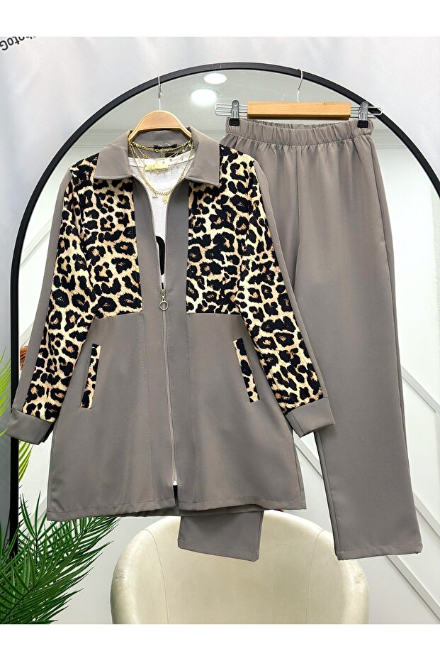 Double Suit with Leopard Pocket