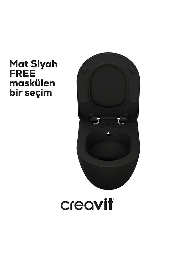 Free Mat Siyah Asma Klozet FE320-00SM00E, Creavit Duroplast Yavaş Kapak - 3