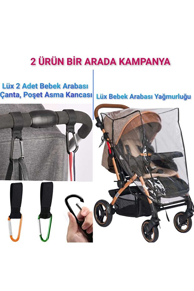 Luxury Baby Stroller Rain Cover I Stroller Hook I Baby Stroller Hanger Attachment Bag Hanger 2 Pieces