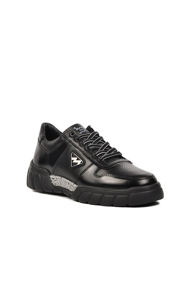 Ayakmod Siyah Haki Deri Erkek Sneaker - 1