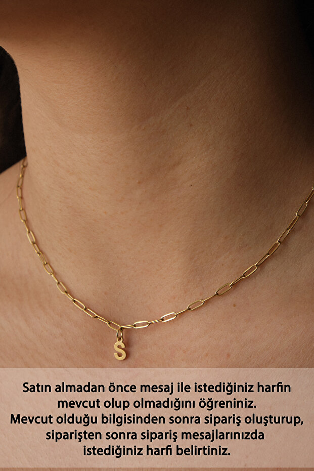Steel Letter Paperclip Chain Necklace Tarnish Free 2mm Minimal Suitable for Daily Use