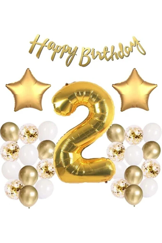 Gold Concept All Age Birthday Celebration Set + Balloon Headband Gift