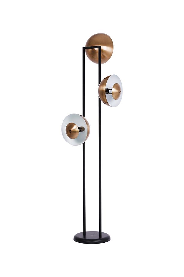 Sarthe Özel Tasarım Siyah-Eskitme Metal Mat Gold Tek Ayaklı Lambader, Salon Lambader - 4