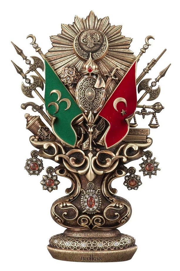 Osmanlı Tuğrası Biblo Osmanlı Türk Tuğrası Hediyelik Masaüstü Biblo 30x19cm Hediyelik Biblo - 1